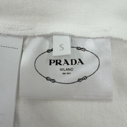 Prada Cotton 100% Triangle Logo Oversized Short Sleeve T-Shirt White — view 7