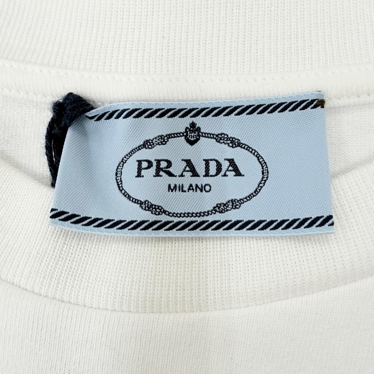 Prada Cotton 100% Triangle Logo Oversized Short Sleeve T-Shirt White — view 6