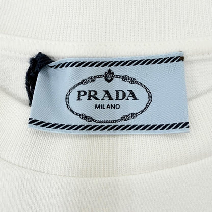 Prada Cotton 100% Triangle Logo Oversized Short Sleeve T-Shirt White — view 6