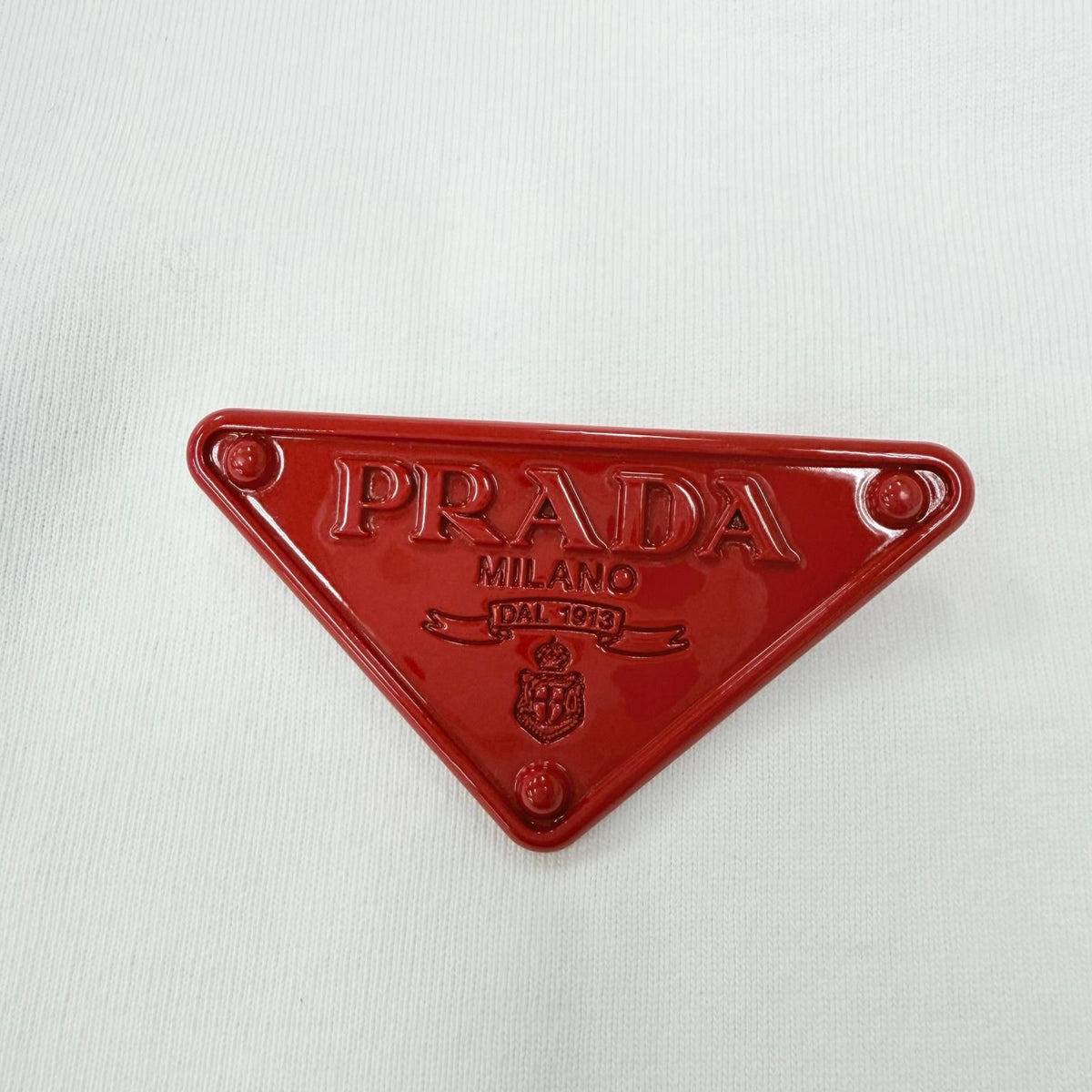 Prada Cotton 100% Triangle Logo Oversized Short Sleeve T-Shirt White — view 5