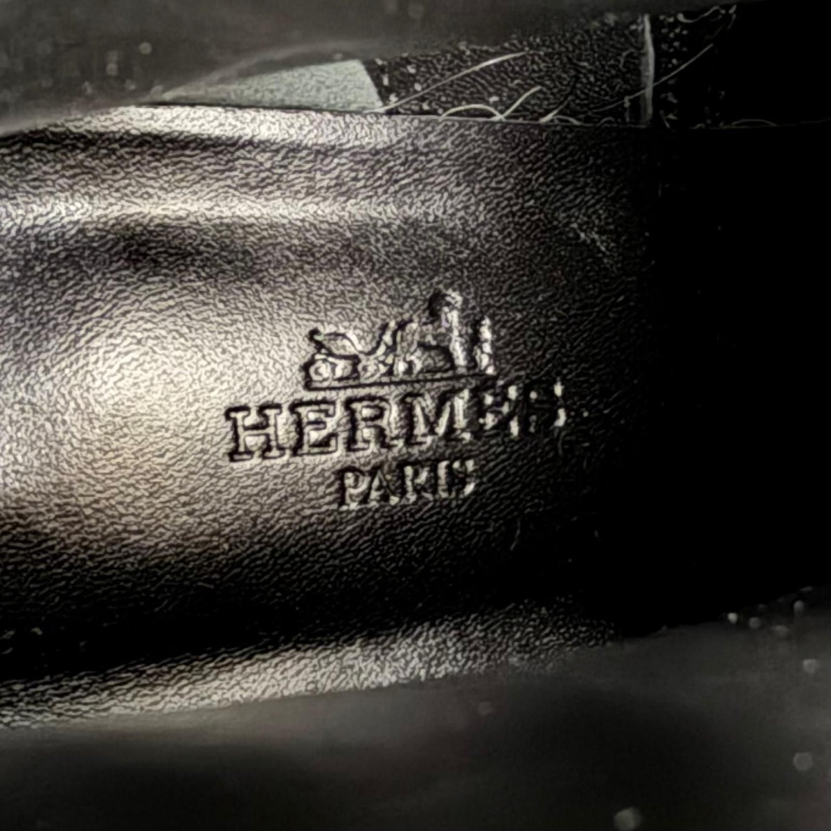 Hermes French 50 Silver Kelly Buckle Leather Short Boots Black — view 8