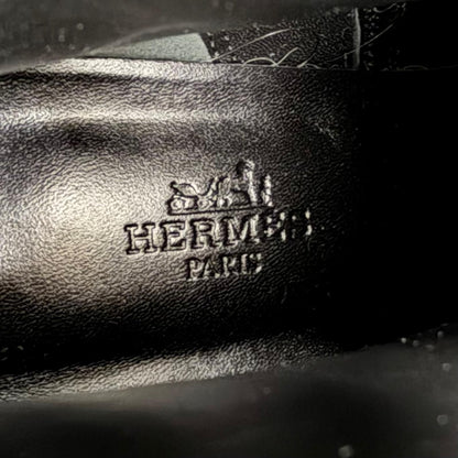 Hermes French 50 Silver Kelly Buckle Leather Short Boots Black — view 8