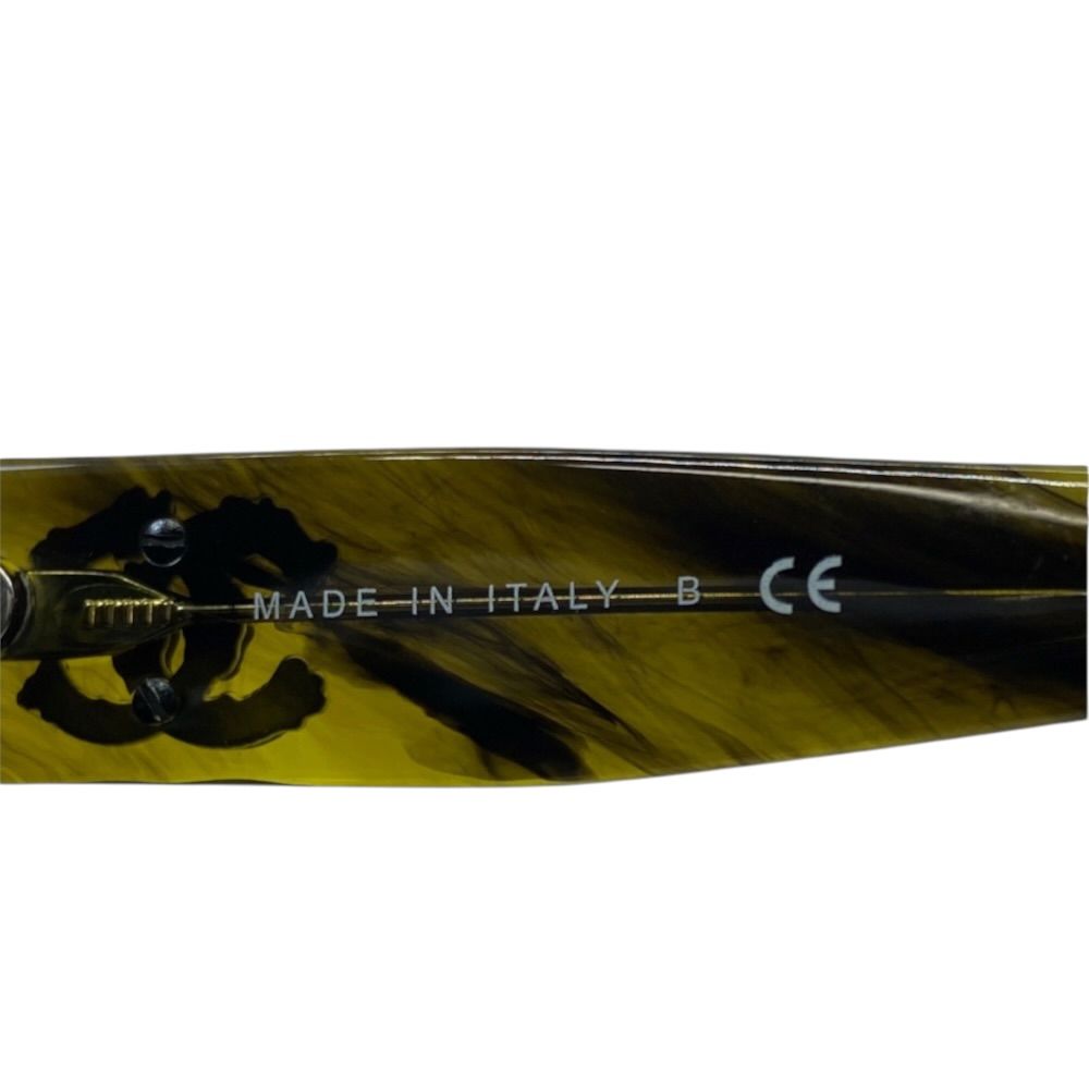 Chanel Sunglasses Eyewear CC Logo Square Frame Acetate Yellow Green — view 7
