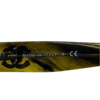 Chanel Sunglasses Eyewear CC Logo Square Frame Acetate Yellow Green — view 7