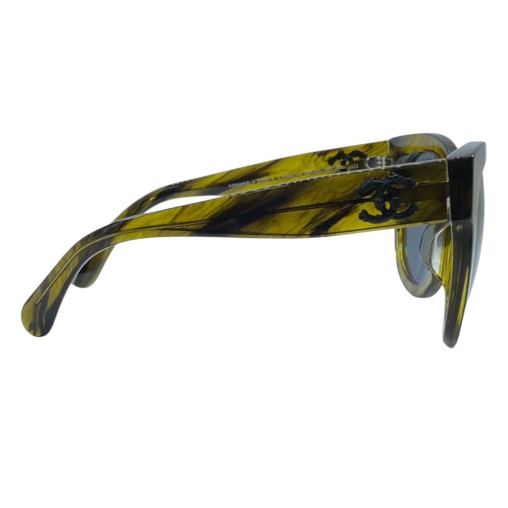 Chanel Sunglasses Eyewear CC Logo Square Frame Acetate Yellow Green — view 4