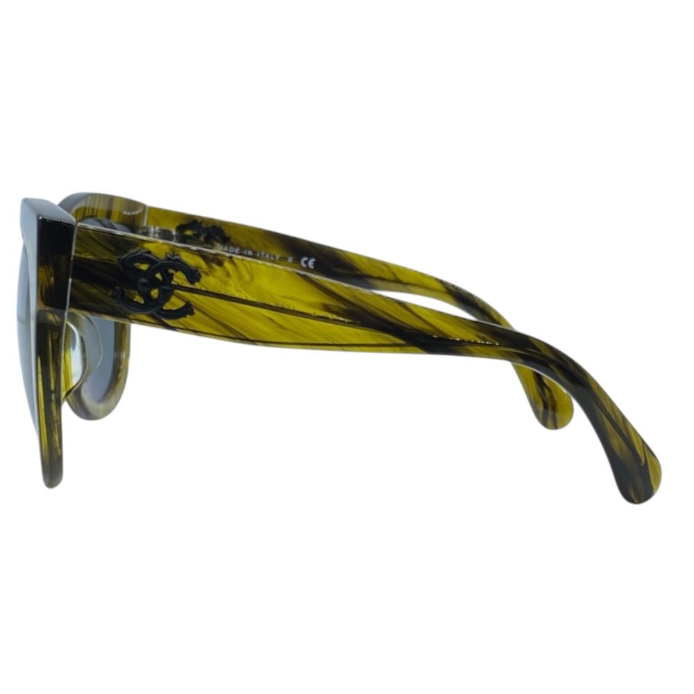 Chanel Sunglasses Eyewear CC Logo Square Frame Acetate Yellow Green — view 3