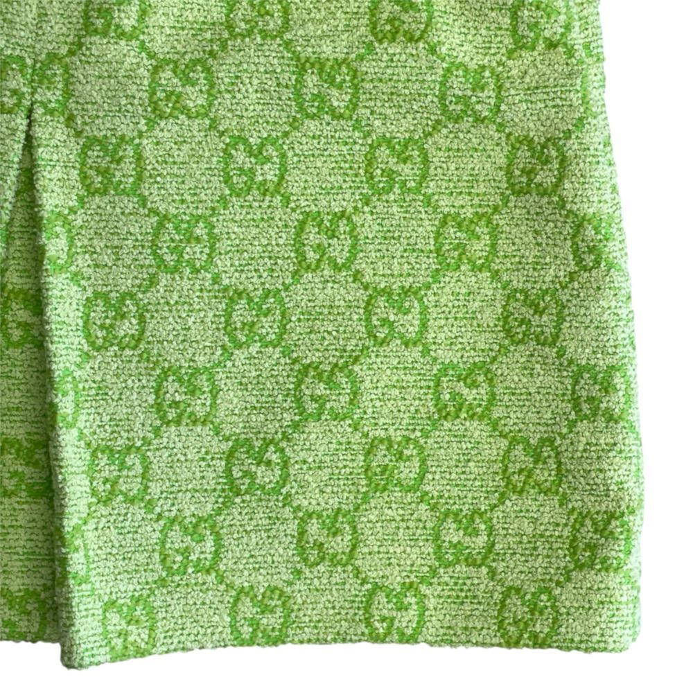 Gucci Skirt Mini GG Logo Cotton Polyester Lime Green — view 4