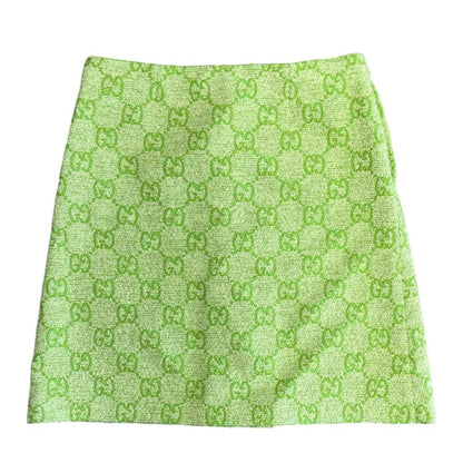 Gucci Skirt Mini GG Logo Cotton Polyester Lime Green — view 8