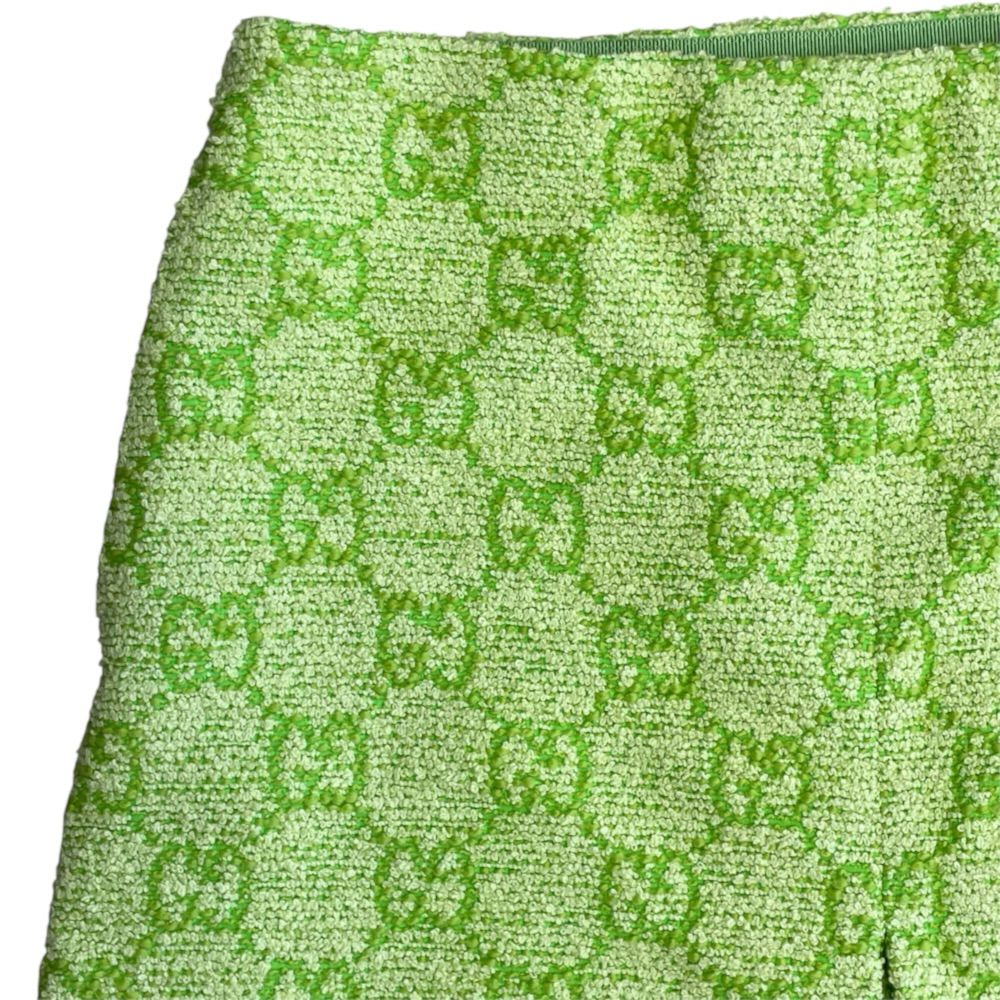 Gucci Skirt Mini GG Logo Cotton Polyester Lime Green — view 2
