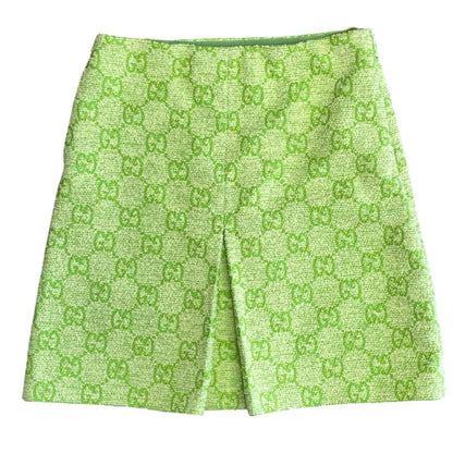Gucci Skirt Mini GG Logo Cotton Polyester Lime Green