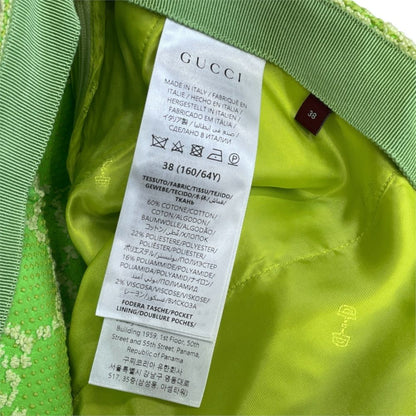 Gucci Skirt Mini GG Logo Cotton Polyester Lime Green — view 7