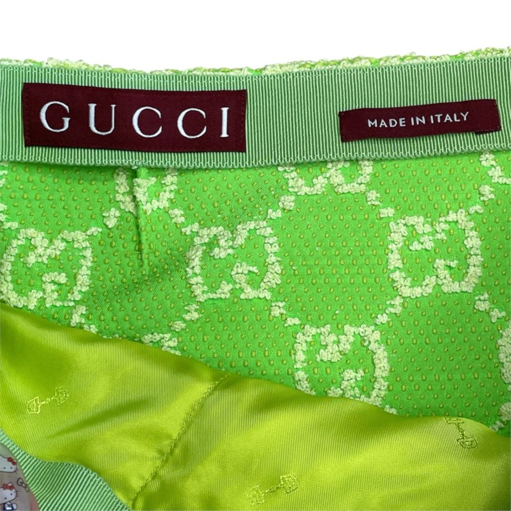 Gucci Skirt Mini GG Logo Cotton Polyester Lime Green — view 6
