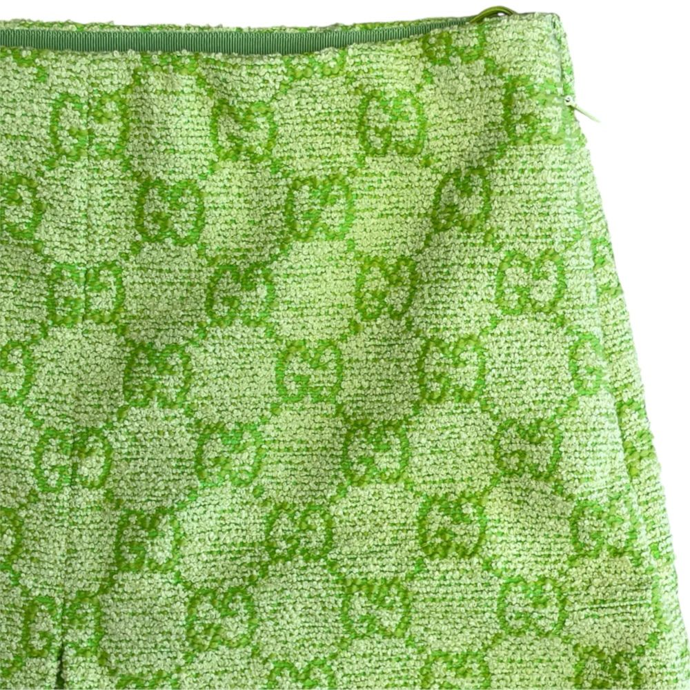 Gucci Skirt Mini GG Logo Cotton Polyester Lime Green — view 3