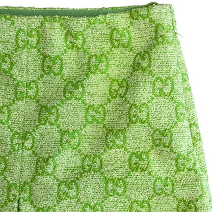 Gucci Skirt Mini GG Logo Cotton Polyester Lime Green — view 3