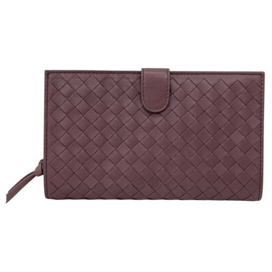 Bottega Veneta Bifold Wallet Medium Intrecciato Leather Purple