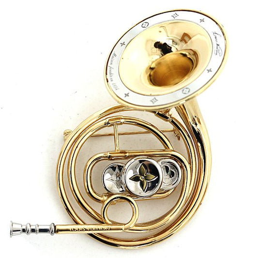 Louis Vuitton Brooch LV Symphony Horn Metal Gold Silver Rank