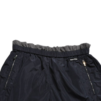 Miu Miu Nylon Pants Shorts Navy Gray Silver — view 3