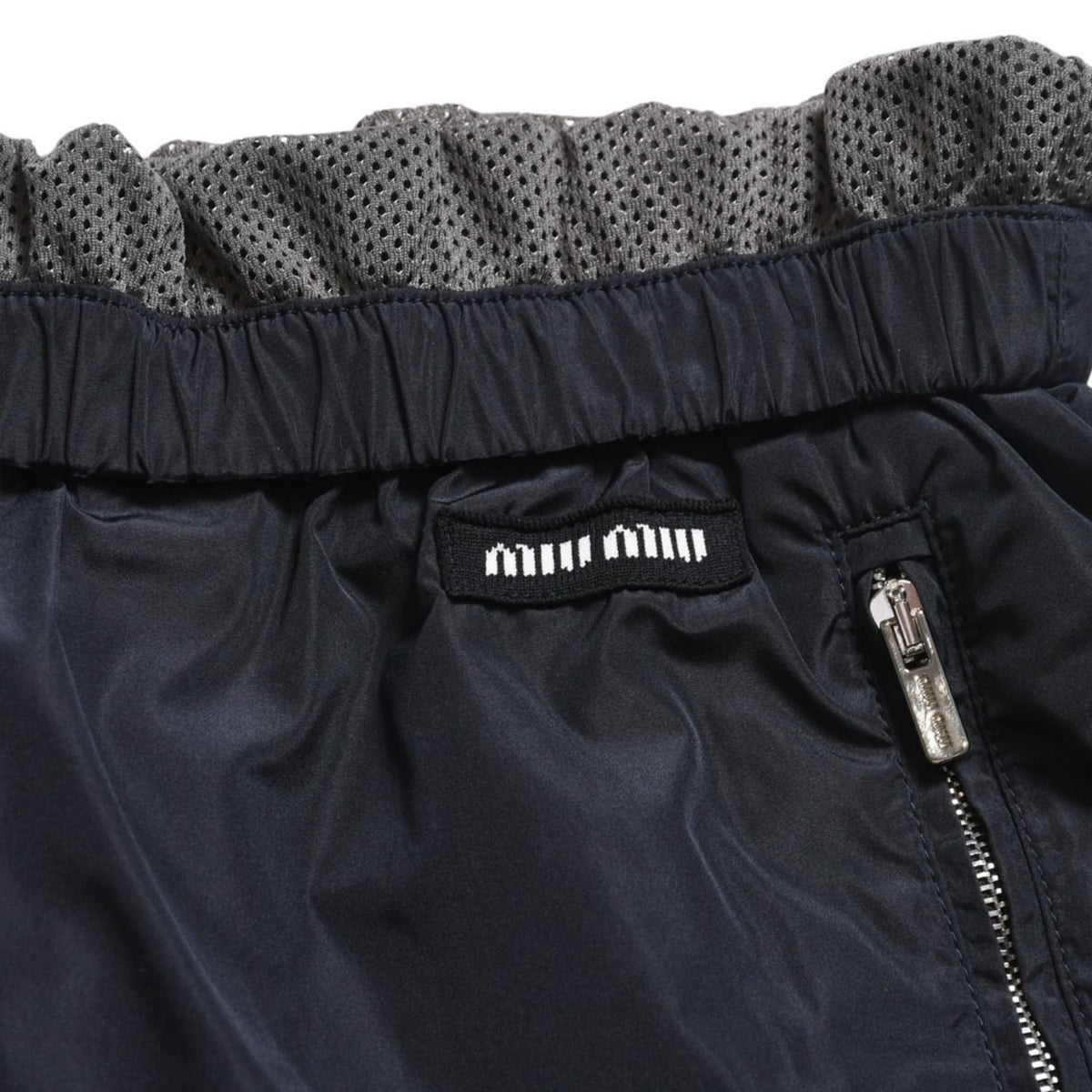 Miu Miu Nylon Pants Shorts Navy Gray Silver — view 6