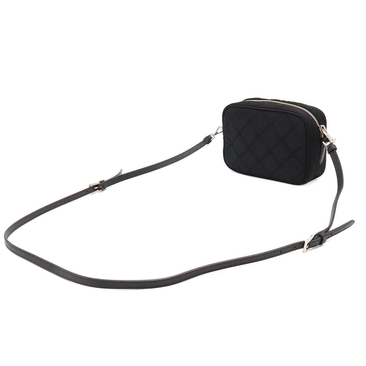 Prada Tessuto Impuntu Triangle Logo Shoulder Bag 2-Way Pouch Quilted Nylon Nero — view 2