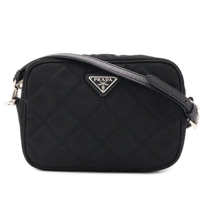 Prada Tessuto Impuntu Triangle Logo Shoulder Bag 2-Way Pouch Quilted Nylon Nero