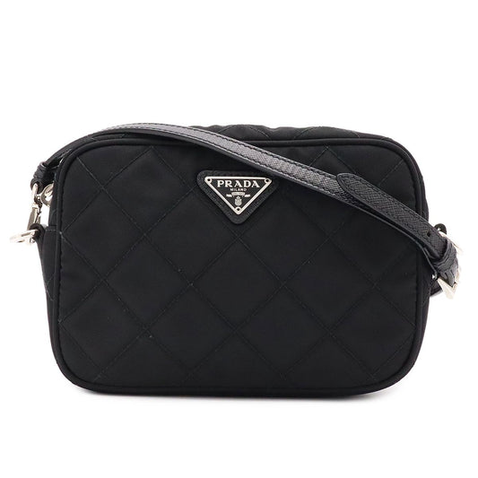 Prada Tessuto Impuntu Triangle Logo Shoulder Bag 2-Way Pouch Quilted Nylon Nero