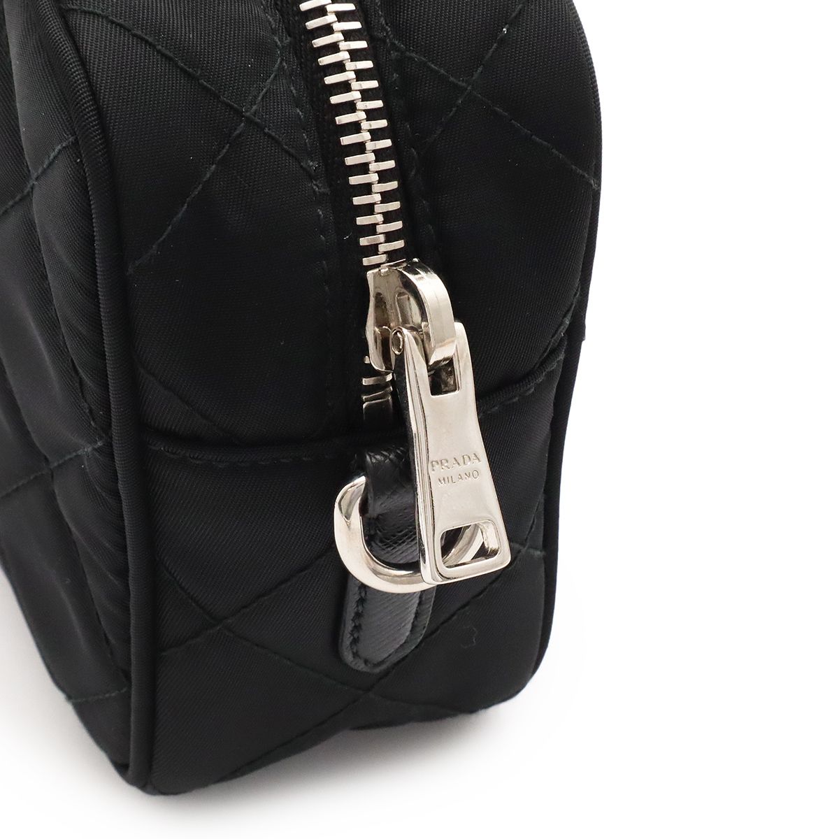 Prada Tessuto Impuntu Triangle Logo Shoulder Bag 2-Way Pouch Quilted Nylon Nero — view 5