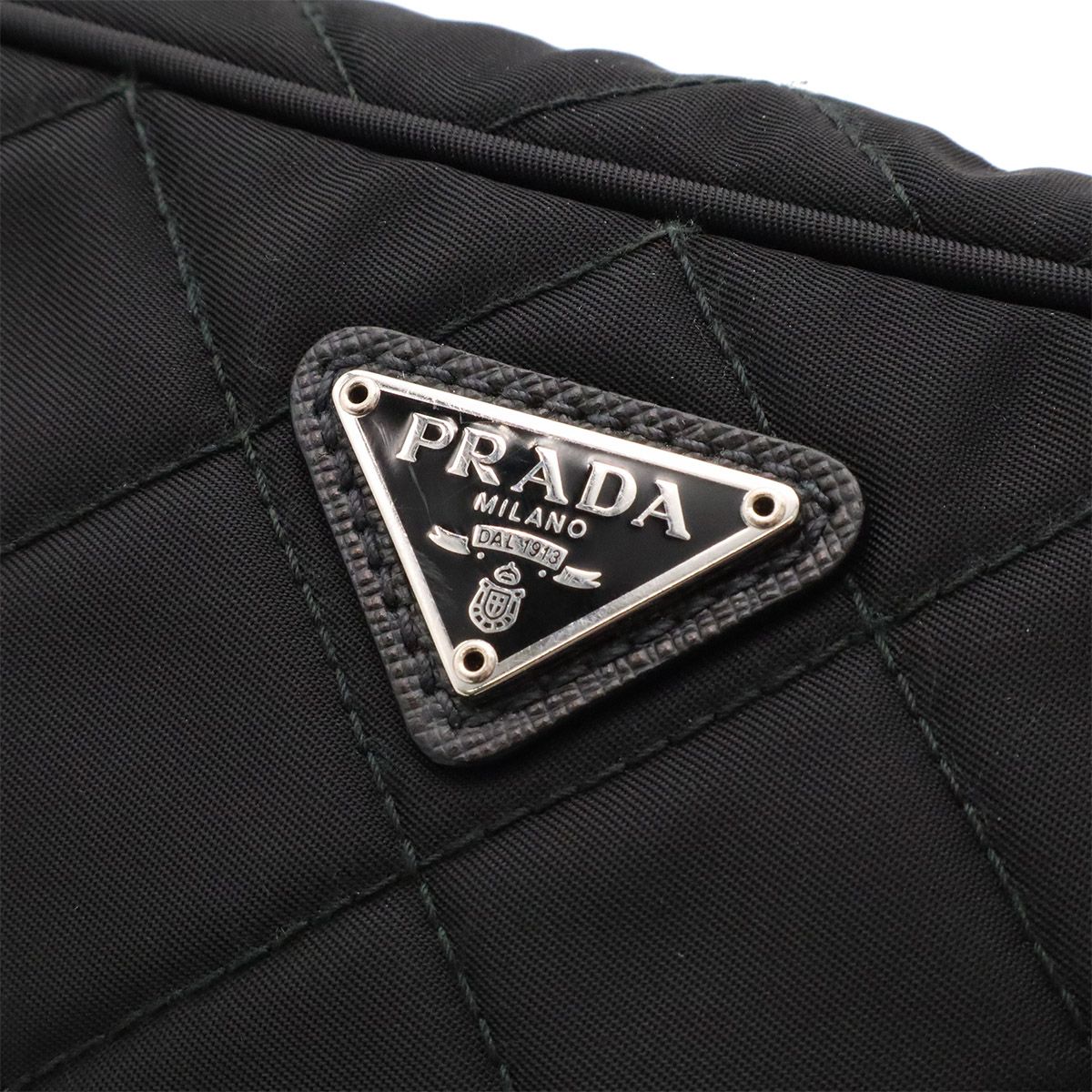 Prada Tessuto Impuntu Triangle Logo Shoulder Bag 2-Way Pouch Quilted Nylon Nero — view 6