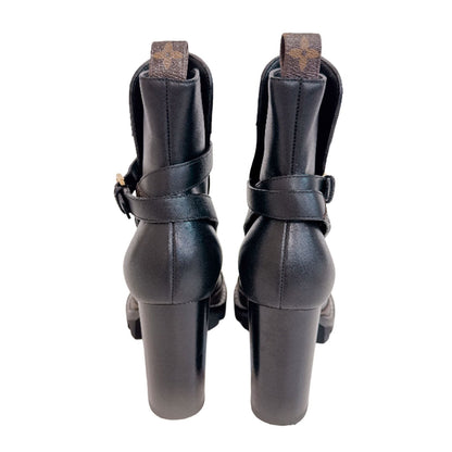 Louis Vuitton Monogram Star Trail Leather Ankle Boots Black Shoes — view 3