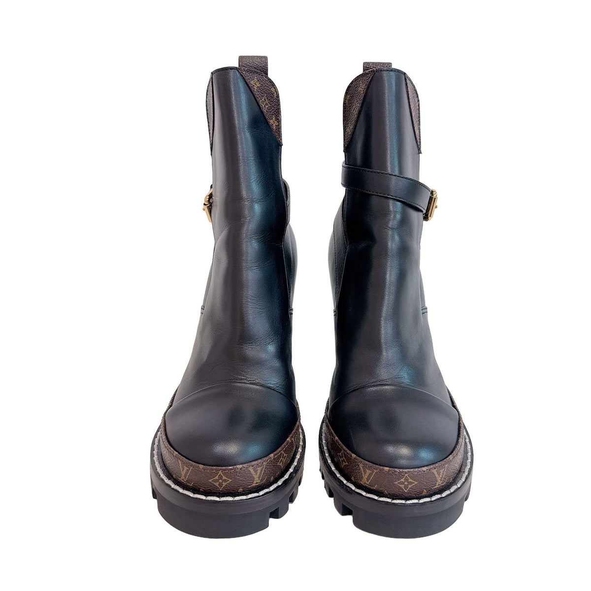 Louis Vuitton Monogram Star Trail Leather Ankle Boots Black Shoes — view 2
