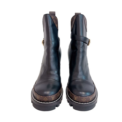 Louis Vuitton Monogram Star Trail Leather Ankle Boots Black Shoes
