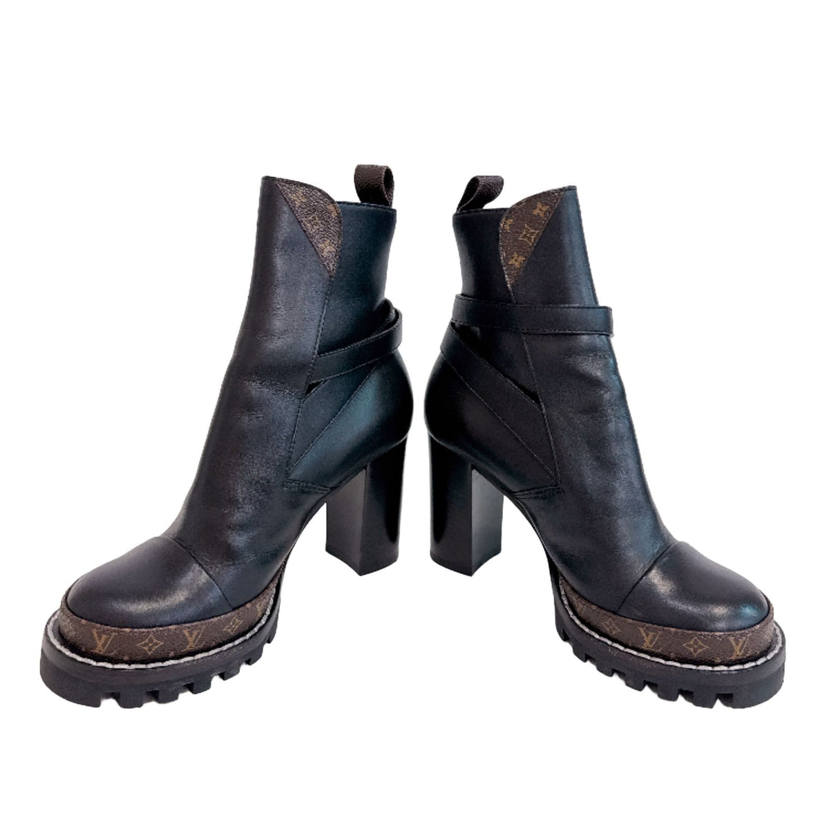 Louis Vuitton Monogram Star Trail Leather Ankle Boots Black Shoes
