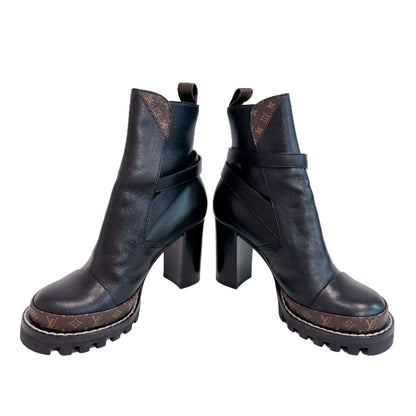 Louis Vuitton Monogram Star Trail Leather Ankle Boots Black Shoes