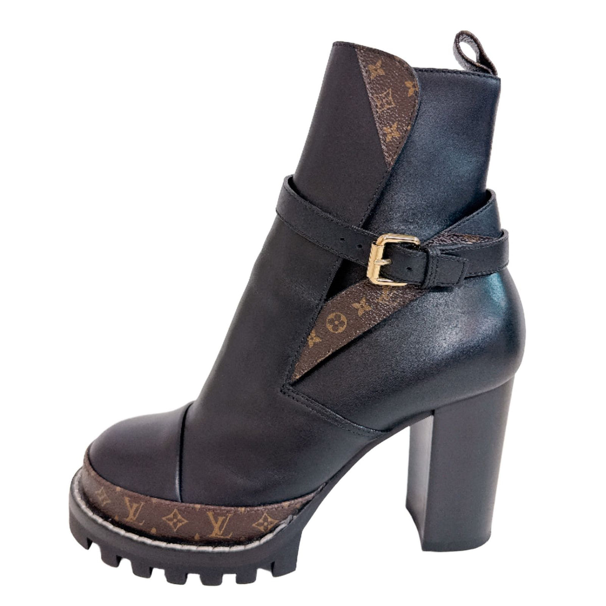 Louis Vuitton Monogram Star Trail Leather Ankle Boots Black Shoes