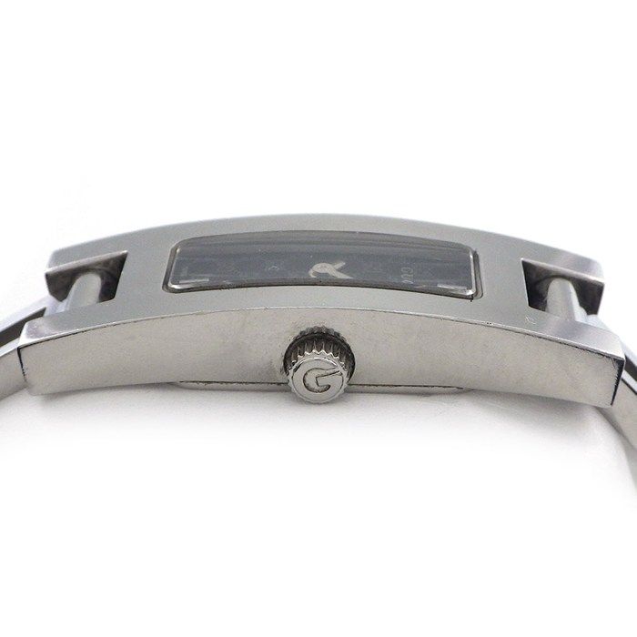 Gucci Watch Bracelet GG Logo Rectangular Black Dial SS Quartz Analog — view 2