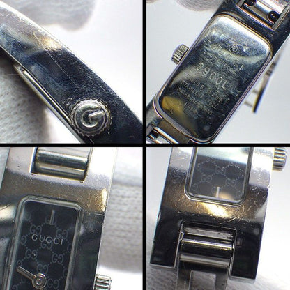 Gucci Watch Bracelet GG Logo Rectangular Black Dial SS Quartz Analog — view 4