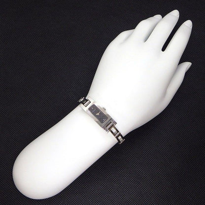 Gucci Watch Bracelet GG Logo Rectangular Black Dial SS Quartz Analog — view 6