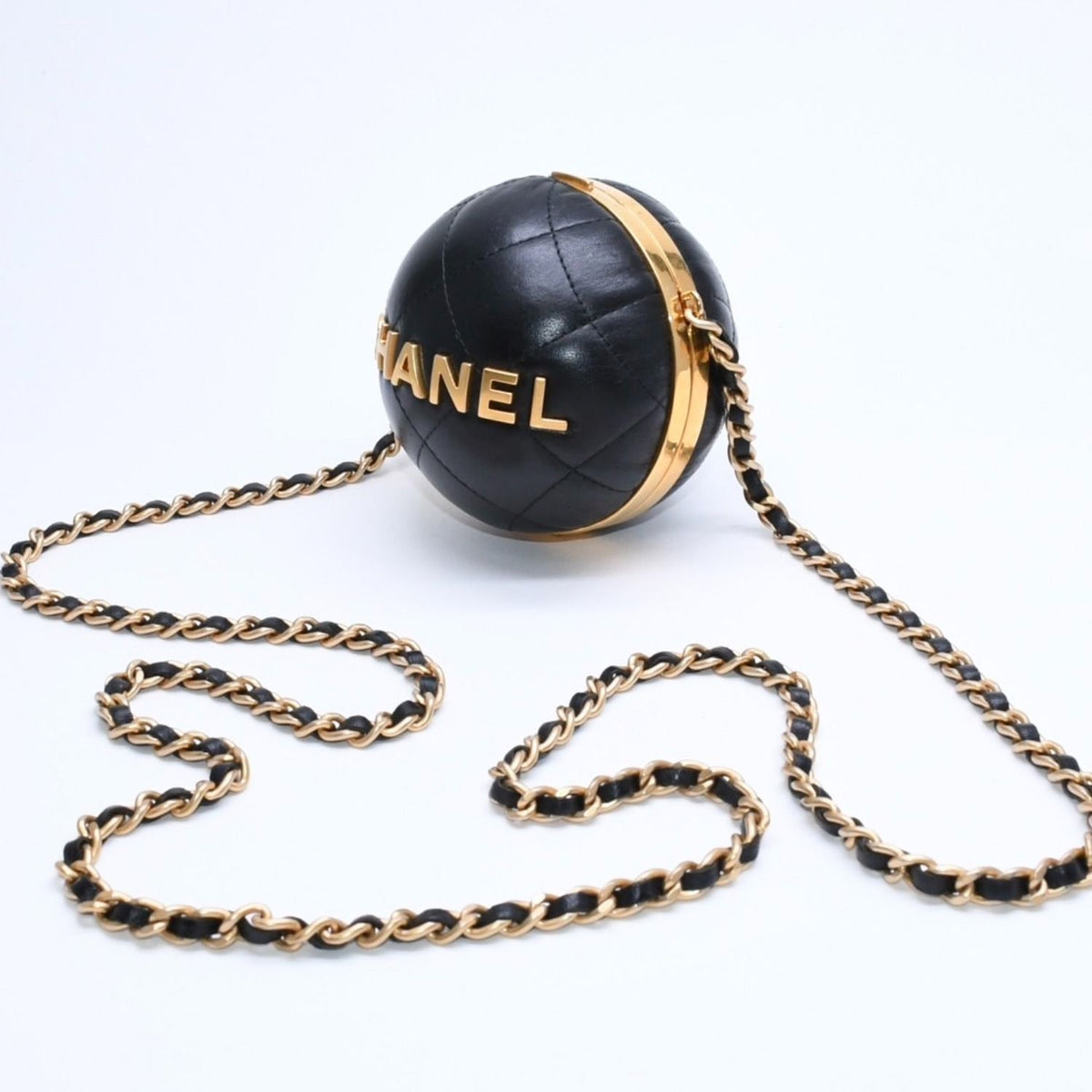 Chanel Sphere Audi Herbag Lambskin Black Gold Handbag — view 3