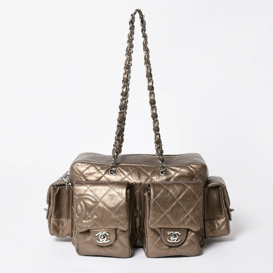Chanel Cambon Line Chain Bag CC Logo Calfskin Gold