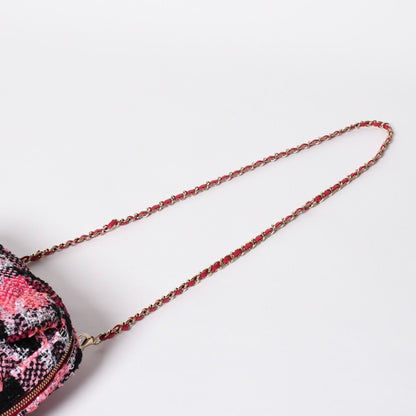 Chanel Coco Beach 2-Way Chain Shoulder Bag Tweed Sequin CC Logo Pink Black — view 7