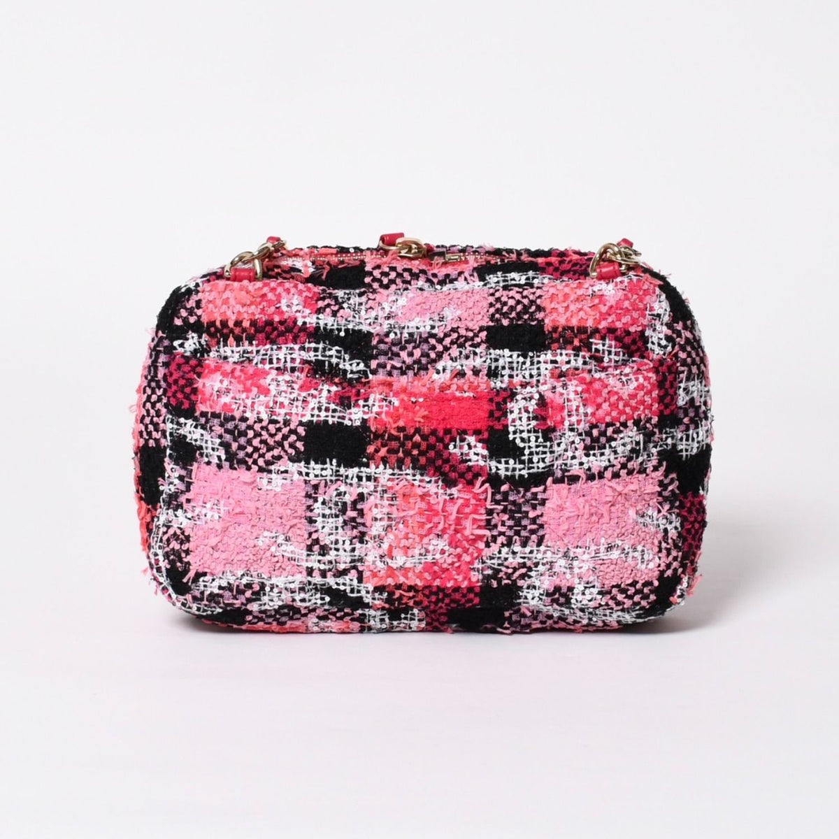 Chanel Coco Beach 2-Way Chain Shoulder Bag Tweed Sequin CC Logo Pink Black — view 2