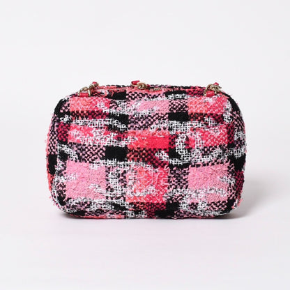 Chanel Coco Beach 2-Way Chain Shoulder Bag Tweed Sequin CC Logo Pink Black — view 2
