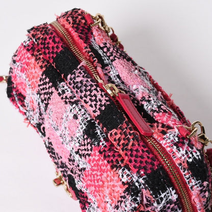 Chanel Coco Beach 2-Way Chain Shoulder Bag Tweed Sequin CC Logo Pink Black — view 5