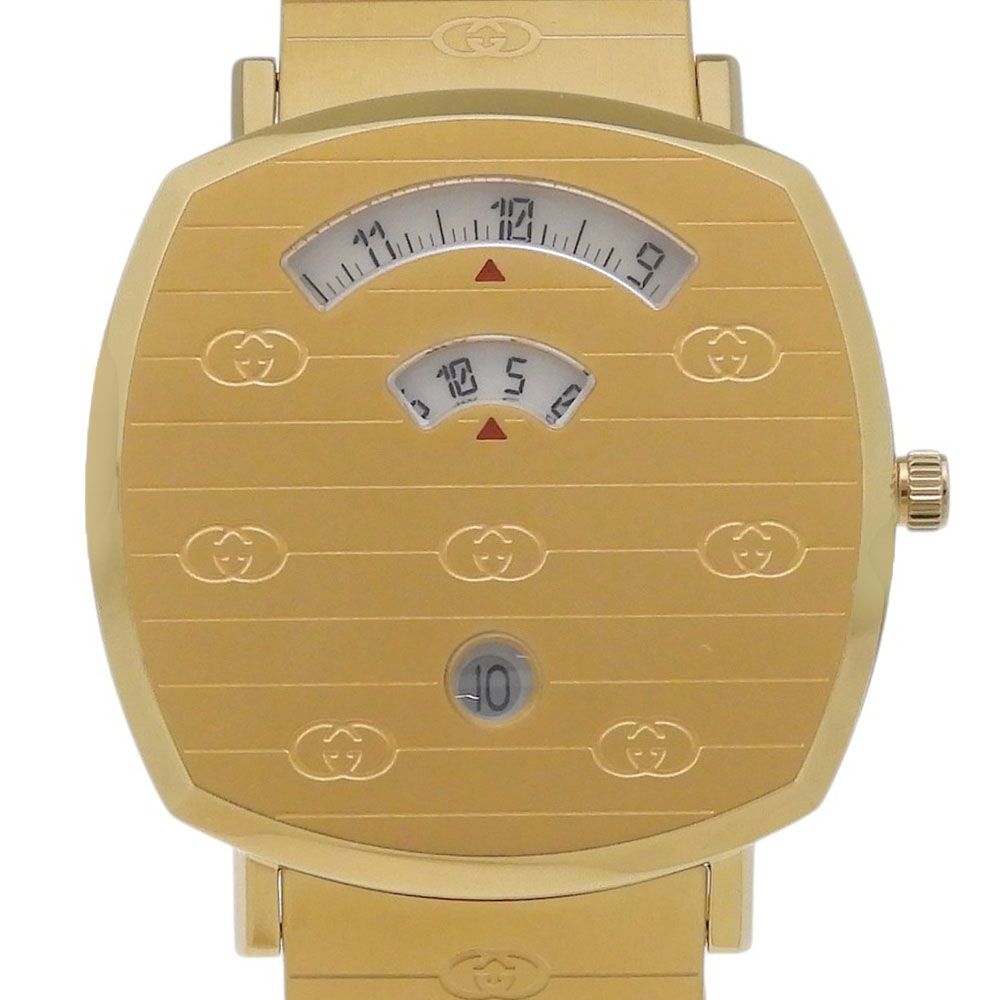 Gucci Grip 157.3 Gold Plated Quartz Analog White Dial Watch