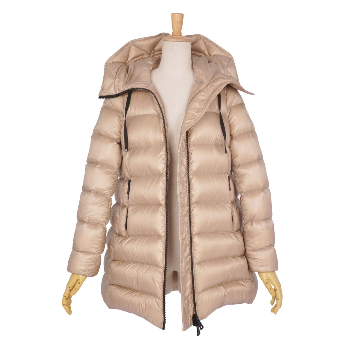 Moncler Coat Long Suyen Down Hooded Nylon Beige 0 — view 4