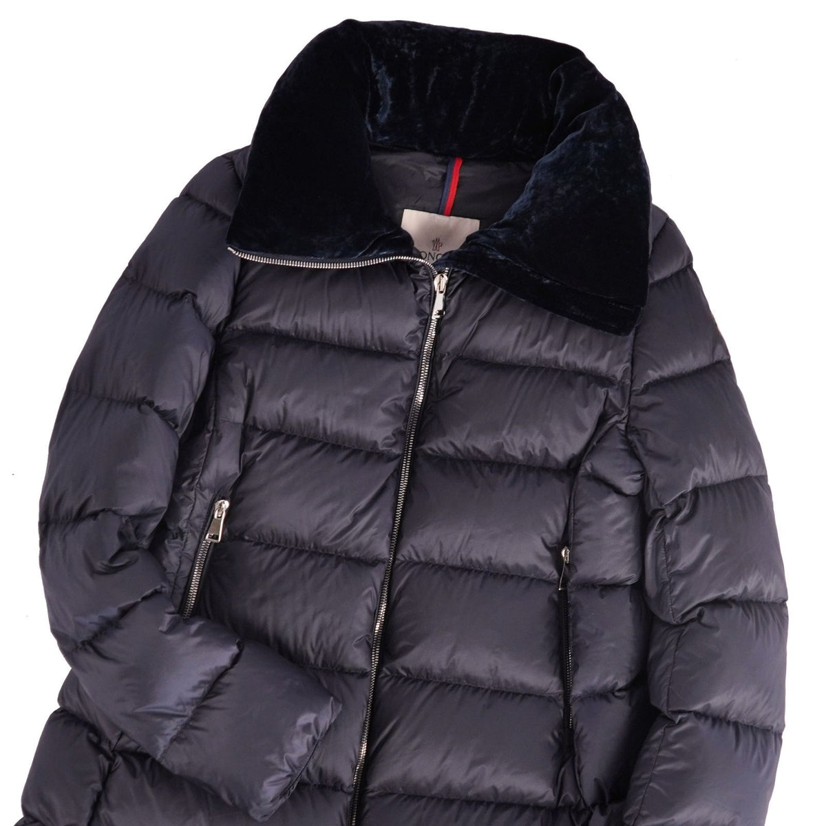 Moncler Coat Torcol Down Collar Velour Zip Up Nylon Navy 0 — view 2