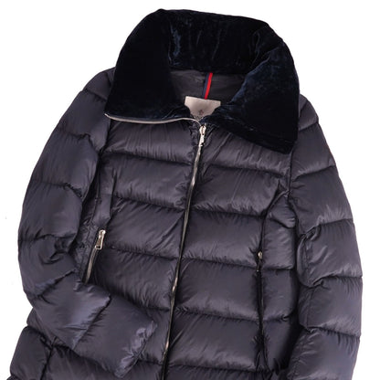 Moncler Coat Torcol Down Collar Velour Zip Up Nylon Navy 0 — view 2