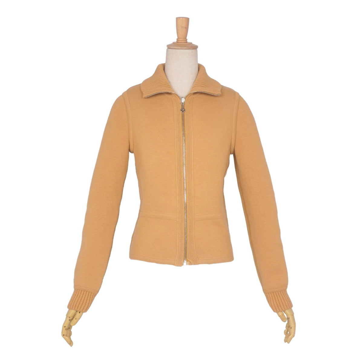 Hermes Jacket Knit Reversible Zip Up H Logo Wool Cashmere Brown 34 — view 3