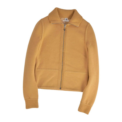 Hermes Jacket Knit Reversible Zip Up H Logo Wool Cashmere Brown 34