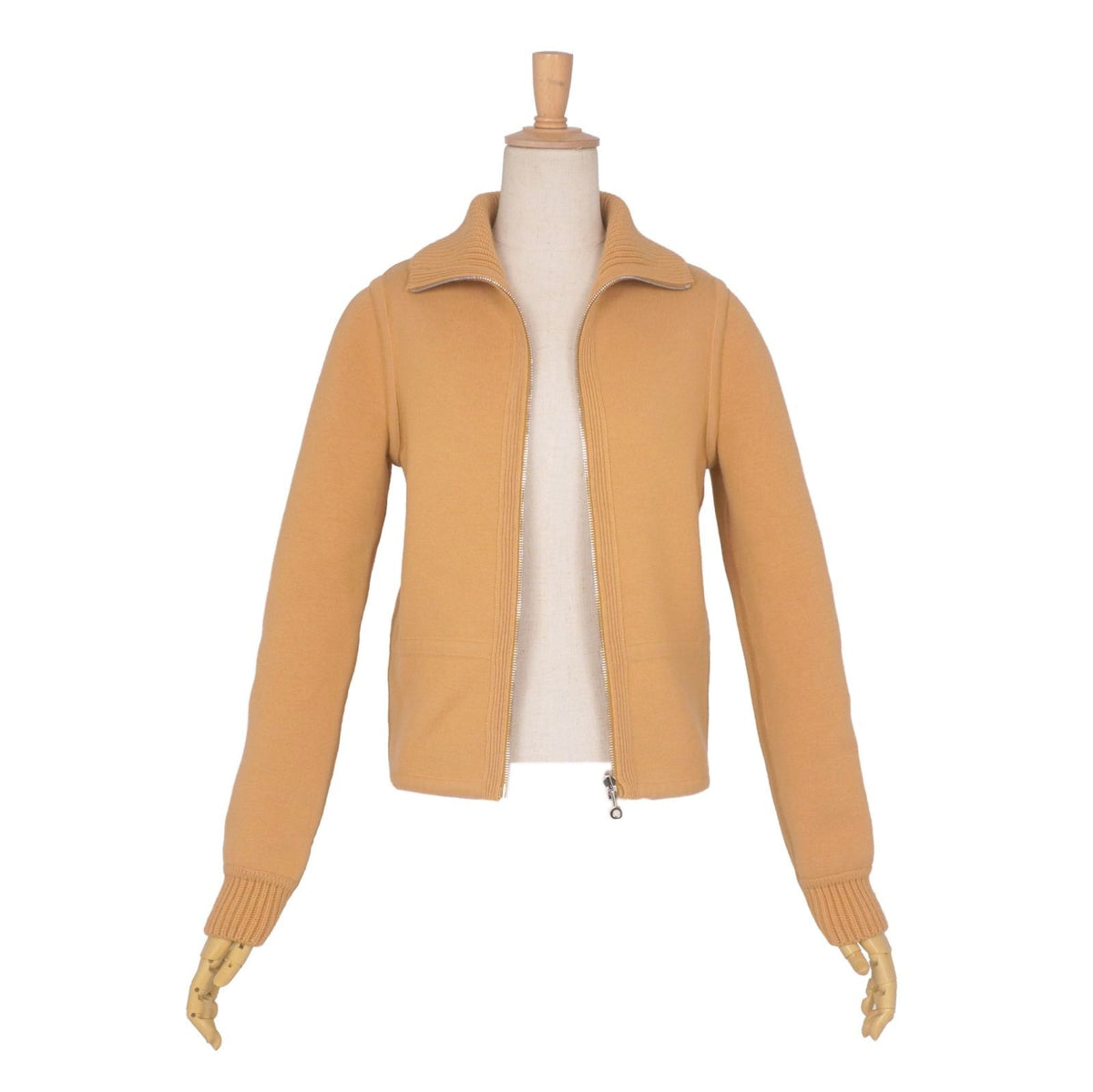 Hermes Jacket Knit Reversible Zip Up H Logo Wool Cashmere Brown 34 — view 4