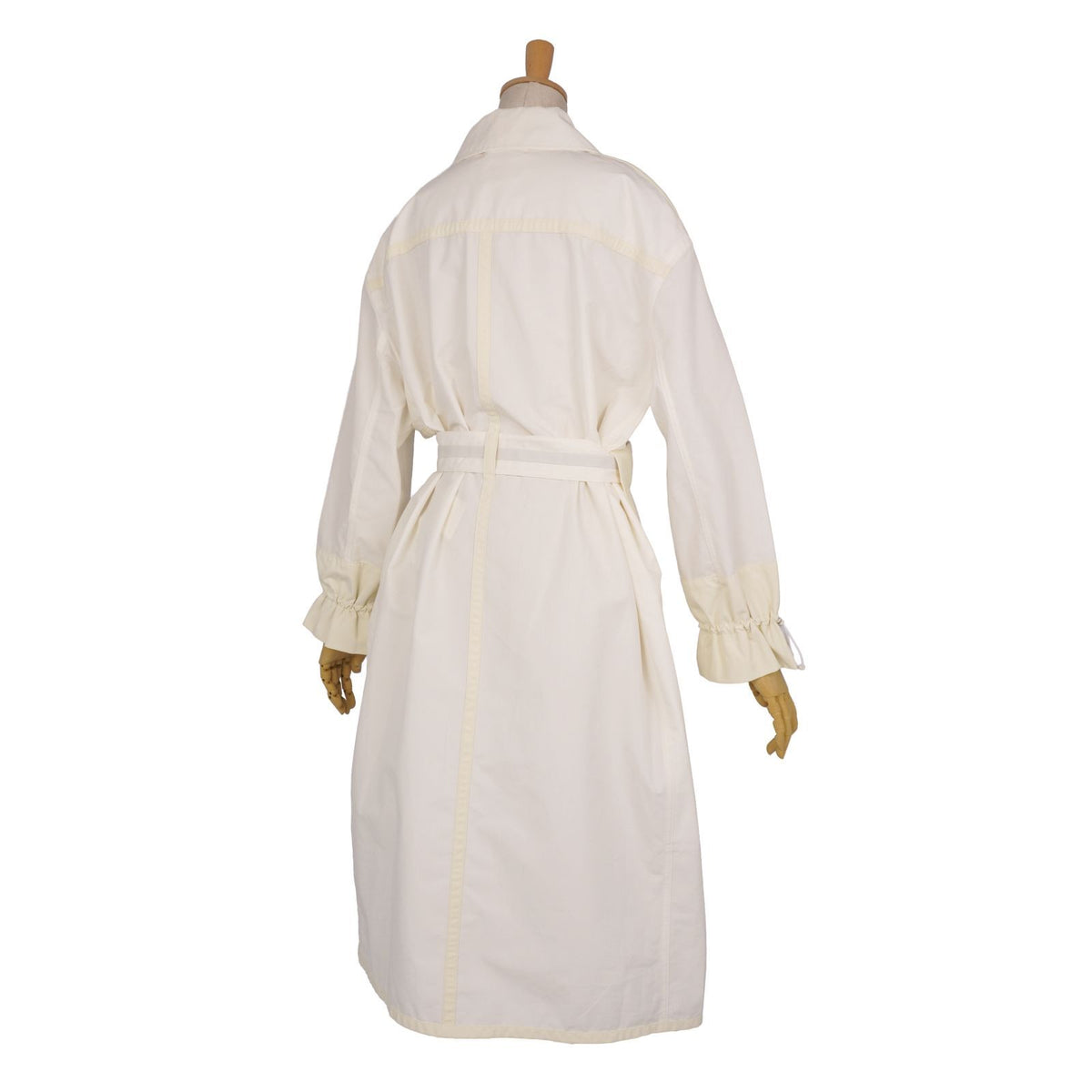 Hermes Coat Long Zip Up Belted Cotton White 34 — view 6